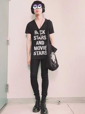 「Dr. Martens（ドクターマーチン）のDr.Martens ドクターマーチン 1460Z 8EYE BOOT 8ホールブーツ 11822006 BLACK（ブーツ）」を使った、Calimeroさん（メンズ・176cm）の夏コーディネート