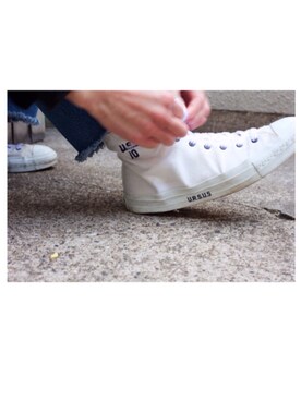 「BAPESTA（ベイプスタ）のアイテム（スニーカー、ホワイト系）」を使った、かさん（レディース・162cm）の冬コーディネート