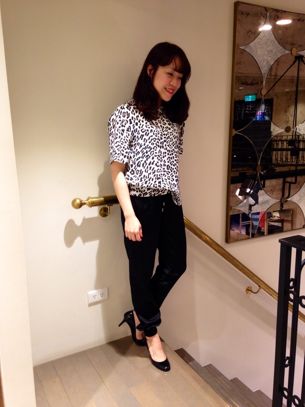 「SPORTS MIX、united arrows、EQUIPMENT、chain、pattern、Astraet」｜「EQUIPMENT FEMMEの豹紋圖騰上衣（Tシャツ/カットソー、その他）」を使った、UNITEDARROWSTAIPEI_WOMENSさん（レディース・159cm）の夏コーディネートの1枚目の写真