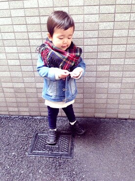 「smoothy」｜「アイテム（デニムジャケット）」を使った、gkclosetさん（キッズ・90cm）の春コーディネート