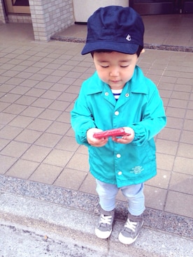 「PETIT BATEAU（プチバトー）のアイテム（キャスケット）」を使った、gkclosetさん（キッズ・90cm）の春コーディネート