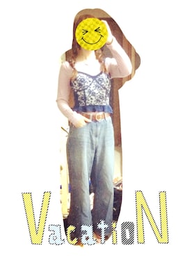 「アイテム（チューブトップ、ブルー系）」を使った、主に保存用です。さん（レディース・153cm）の秋コーディネート