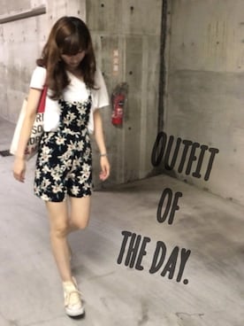 「ボタニカル」｜「アイテム（サロペット/オーバーオール）」を使った、chicoさん（レディース・163cm）の夏コーディネート