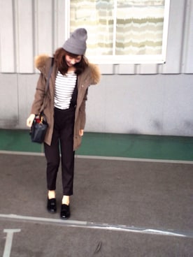 「BLACK BY MOUSSY（ブラックバイマウジー）のアイテム（モッズコート）」を使った、chicoさん（レディース・163cm）の秋コーディネート