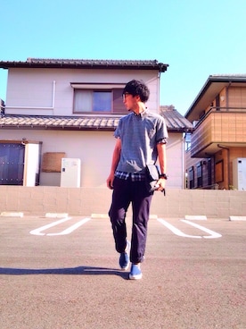 「EDIFICE（エディフィス）のアイテム（チノパンツ）」を使った、1Keさん（メンズ・174cm）の夏コーディネート