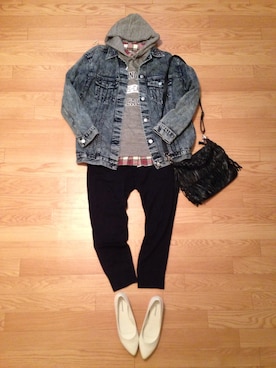 「スウェット×シャツ」｜anmiiさん（レディース・158cm）の冬コーディネート