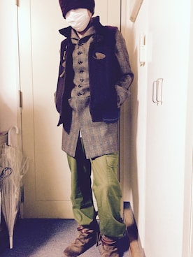 「SHAREEF（シャリーフ）のアイテム（ダウンベスト）」を使った、AOKINGさん（メンズ・170cm）の冬コーディネート