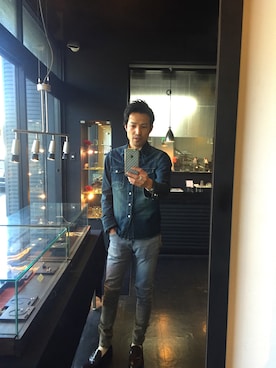 「no brand（ノーブランド）のアイテム（トップス、ブルー系）」を使った、koujiさん（メンズ）の春コーディネート