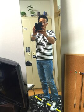 「RAGEBLUE（レイジブルー）のアイテム（Tシャツ/カットソー、ホワイト系）」を使った、koujiさん（メンズ）の夏コーディネート