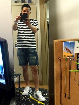 「ZARA（ザラ）のアイテム（デニムパンツ、ブルー系）」を使った、koujiさん（メンズ）の夏コーディネート