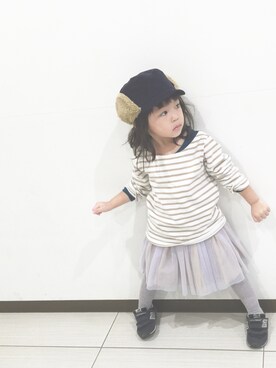 「アイテム（キャスケット）」を使った、yuzupooonさん（キッズ・100cm）の冬コーディネート