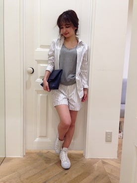 「アイテム（パンツ）」を使った、chiaki komatsuさん（レディース・153cm）の春コーディネート