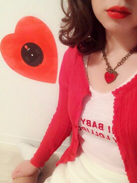 「red」｜「アイテム（口紅/リップティント/グロス）」を使った、memeさん（レディース・149cm）の秋コーディネート