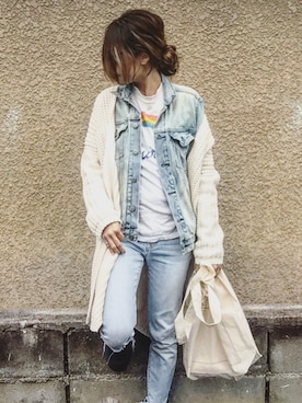 「MODE ROBE（モードローブ）のアイテム（カーディガン/ボレロ）」を使った、911ERIKAさん（レディース・158cm）の冬コーディネート