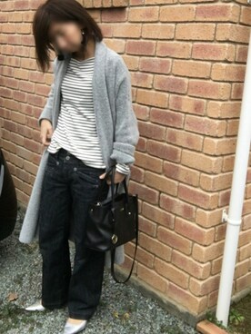 「タッセルイヤリング」｜「アイテム（その他アウター）」を使った、むち◡̈*✧さん（レディース・151cm）の冬コーディネート