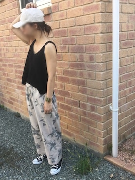 「ボタニカル」｜「アイテム（アクセサリー）」を使った、むち◡̈*✧さん（レディース・151cm）の夏コーディネート