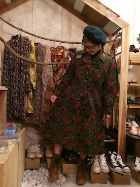 「アイテム（ハンチング/ベレー帽、グリーン系）」を使った、osoloさん（レディース・145cm）の冬コーディネート