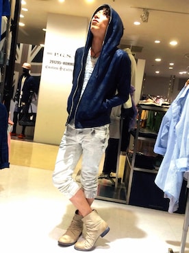 「ジャパンブルー」｜「アイテム（ブーツ）」を使った、Nakataさん（メンズ・169cm）の夏コーディネート