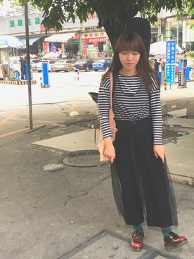 「I am I in fact...（アイアムアイインファクト）のアイテム（その他アウター）」を使った、微博：@哈吉他 さん（レディース・158cm）の春コーディネート