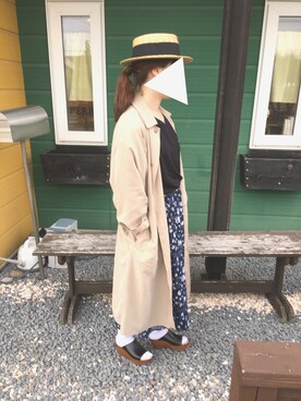 「ADAM ET ROPE'（アダムエロペ）のアイテム（ステンカラーコート）」を使った、h＊kさん（レディース・161cm）の春コーディネート