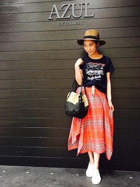 「アイテム（帽子）」を使った、ami    nakataさん（レディース・161cm）の春コーディネート