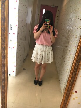 「Heather（ヘザー）のアイテム（スカート、ホワイト系）」を使った、ゆっちゃんさん（レディース・153cm）の夏コーディネート