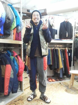 「アイテム（ダウンベスト、その他）」を使った、牛木さん（メンズ・165cm）の秋コーディネート