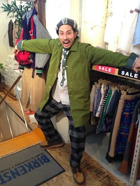 「ALDIES（アールディーズ）のアイテム（ハンチング/ベレー帽）」を使った、牛木さん（メンズ・165cm）の冬コーディネート