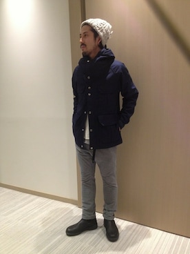 「アイテム（ニットキャップ/ビーニー、シルバー系）」を使った、牛木さん（メンズ・165cm）の秋コーディネート