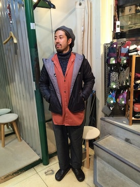「WILD THINGS（ワイルドシングス）のアイテム（ダウンジャケット/コート）」を使った、牛木さん（メンズ・165cm）の秋コーディネート