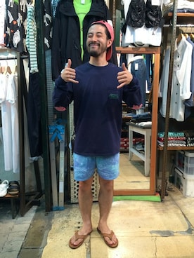 「サーフショーツ」｜牛木さん（メンズ・165cm）の夏コーディネート