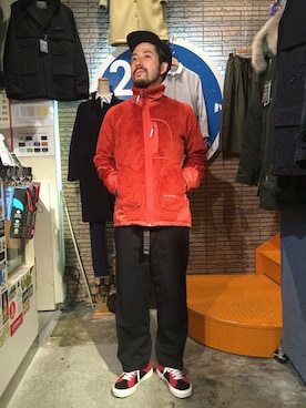 「and wander（アンドワンダー）のアイテム（ブルゾン）」を使った、牛木さん（メンズ・165cm）の秋コーディネート