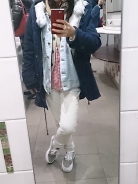 「EMODA」｜「アイテム（モッズコート）」を使った、NRKさん（レディース・155cm）の春コーディネート