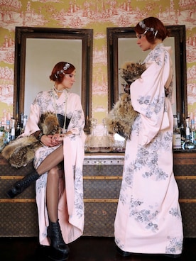 「kimono」｜「アイテム（バッグ）」を使った、Emelie Bjornbergさん（レディース・157cm）の夏コーディネート