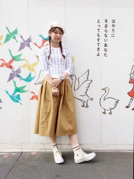 「アイテム（ブローチ/コサージュ）」を使った、AyaMatsunagaさん（レディース・165cm）の春コーディネート