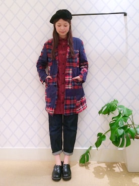 「アイテム（チェスターコート）」を使った、AyaMatsunagaさん（レディース・165cm）の夏コーディネート