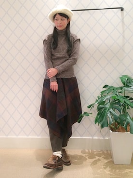 「ウールパンツ」｜AyaMatsunagaさん（レディース・165cm）の秋コーディネート