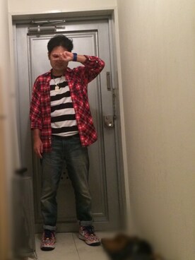 「JOEY FACTORY（ジョーイファクトリー）のアイテム（トップス）」を使った、UKSTARさん（メンズ・156cm）の秋コーディネート