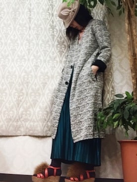 「アイテム（ノーカラージャケット）」を使った、wadaseikoさん（レディース・148cm・40代）の秋コーディネート