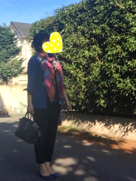 「デニムシャツ」｜「アイテム（つなぎ/オールインワン）」を使った、RYOsakuさん（レディース・158cm）の秋コーディネート