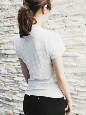 「be wellのアイテム（Tシャツ/カットソー、ホワイト系）」を使った、有点圆_さん（レディース）の夏コーディネート