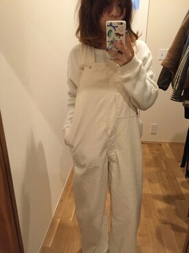 「UNUSED」｜「アイテム（サロペット/オーバーオール）」を使った、u_acotoさん（レディース・148cm）の冬コーディネート