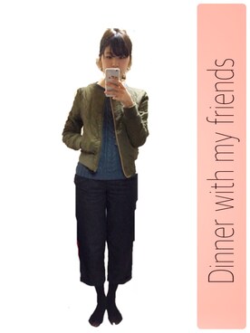 「ケーブルニット」｜「アイテム（ナイロンジャケット）」を使った、yum.ecoさん（レディース・168cm）の冬コーディネート