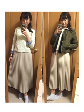 「H&M（エイチ・アンド・エム）のアイテム（ブルゾン）」を使った、yum.ecoさん（レディース・168cm）の冬コーディネート