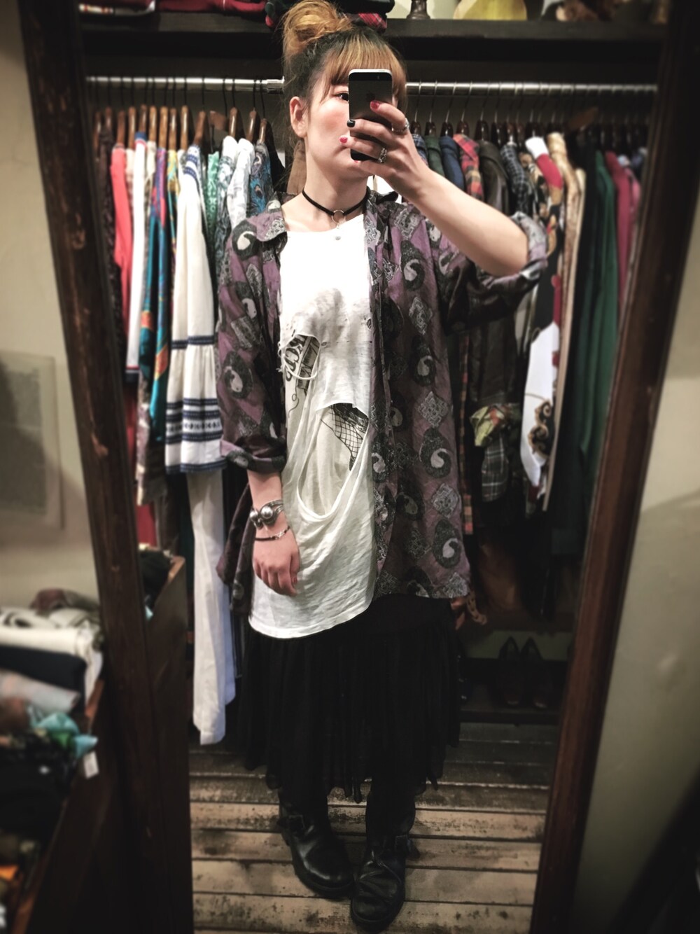 「vintage style、fashion、vintage、秋コーデ」｜「VINTAGEのアイテム（Tシャツ/カットソー、ホワイト系）」を使った、seikoさん（レディース・156cm）の秋コーディネートの1枚目の写真