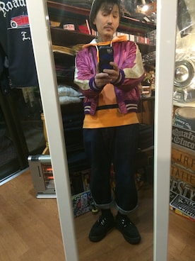 「80s」｜「アイテム（スタジャン）」を使った、Addiction StoreRyutaさん（メンズ・165cm）の冬コーディネート