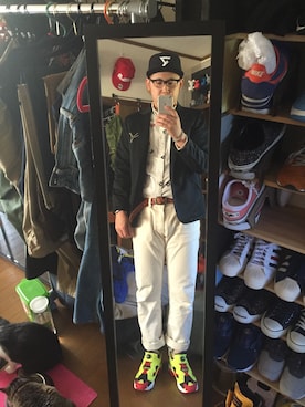 「PUMA（プーマ）のアイテム（テーラードジャケット）」を使った、necogaskeeさん（メンズ・180cm）の春コーディネート