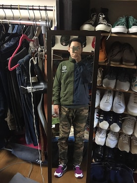 「AlexanderLeeChang（アレキサンダーリーチャン）のアイテム（ナイロンジャケット）」を使った、necogaskeeさん（メンズ・180cm）の秋コーディネート