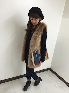 「アイテム（クラッチバッグ、グレー系）」を使った、SpRay池袋PARCO店さん（レディース・163cm）の秋コーディネート