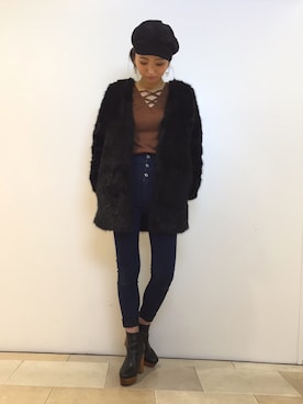 「SpRay（スプレイ）のアイテム（ノーカラージャケット）」を使った、SpRay池袋PARCO店さん（レディース・165cm）の秋コーディネート